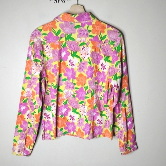New Identity Sequin Floral Jacket Size L Lightweight Sparkle Festival Party - Picture 6 of 9